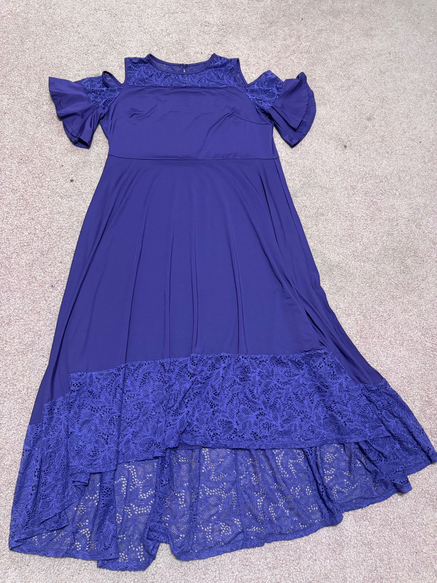 New xxl purple long lace stretchy dress