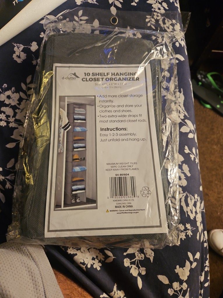 10 Shelf Hanging Closet Organizer