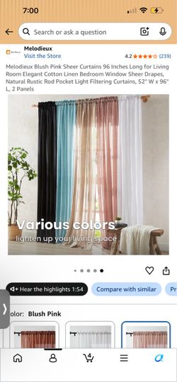 Melodieux Blush Pink Sheer Curtains 96 Inches Long for Living Room Elegant Cotton Linen Bedroom Window Sheer Drapes, Natural Rustic Rod Pocket Light F