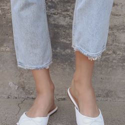 Mules White Women Flat , Size :7.5 ,price:$20