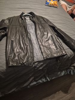 Barneys New York black leather jacket