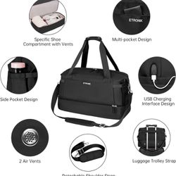 ETRONIK Weekender Bag for Women, Expandable Travel Duffel Bag with USB Charging 