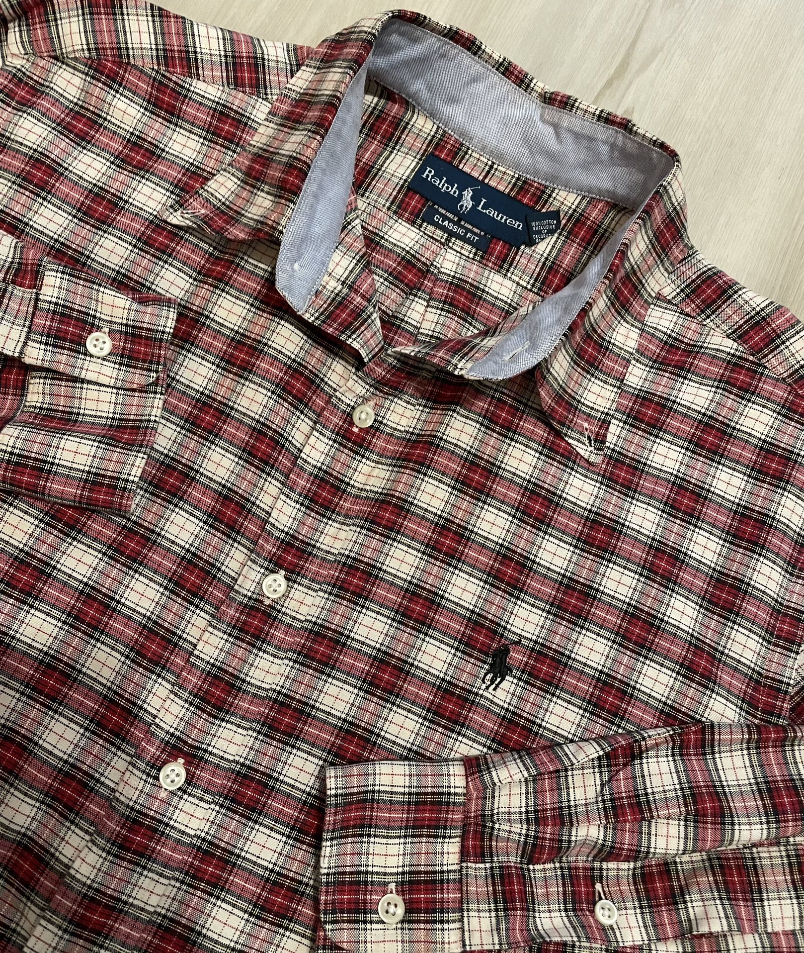 Vintage Ralph Lauren Polo Classic Fit Button Down Plaid  Mens Large