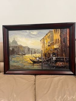 Framed Original Oil painting of Venice Italy signed by W. Adler". 25”x 36”