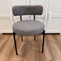 Dining Chair Set of 1, Boucle Dining Chair. Dark Grey