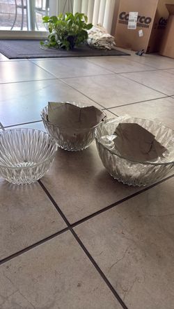 Clear Glass Mixing Bowls Set of 3
