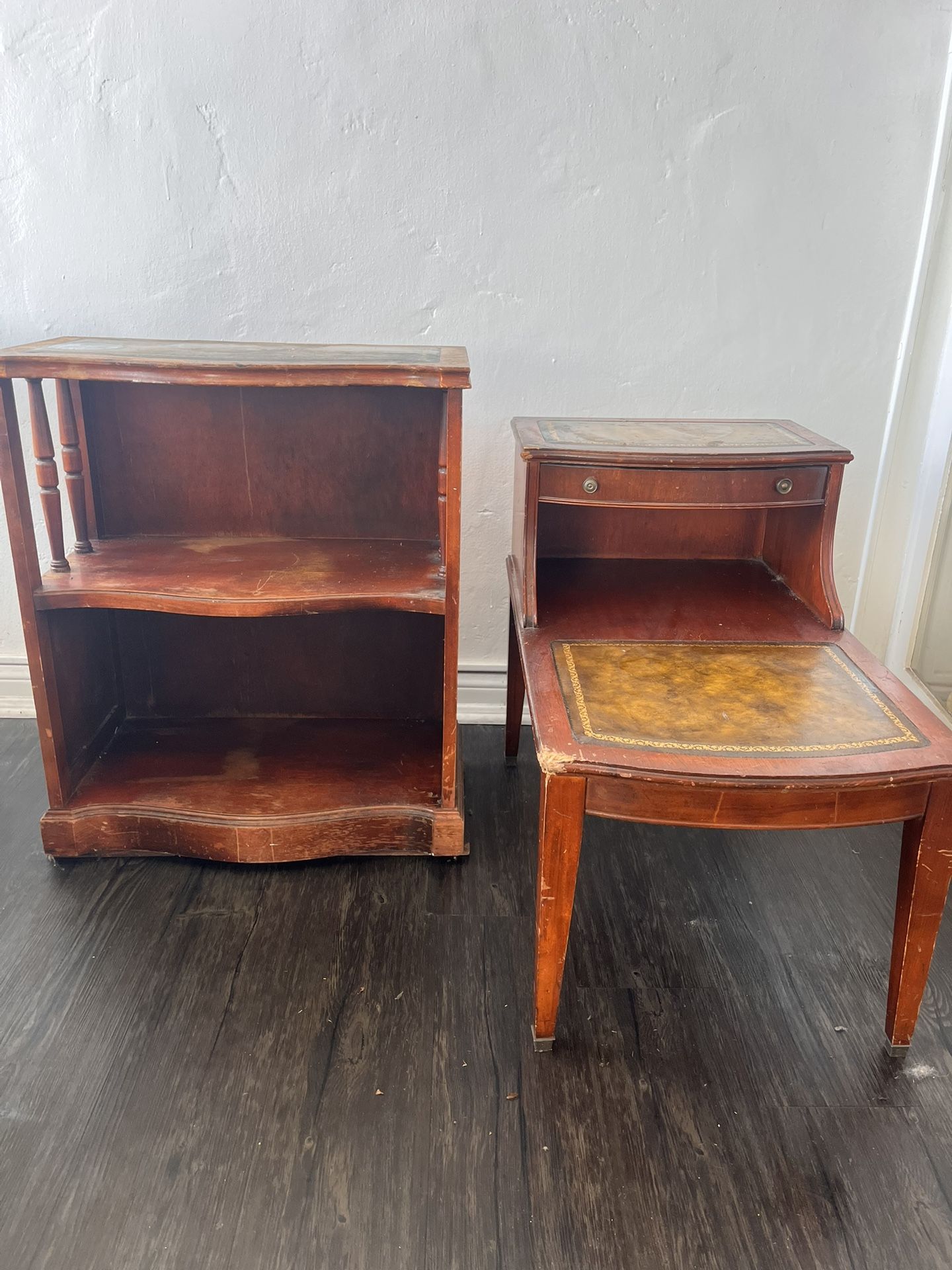 Antique Bookshelf & End Table