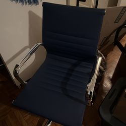 blue swivel office chair