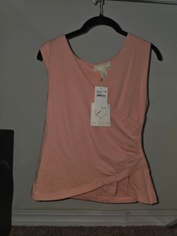 Women’s Dusty Pink Sleeveless Wrap Top Size Large New