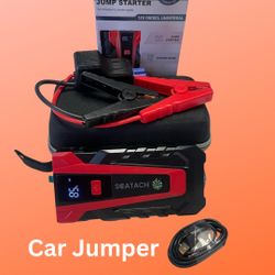 Car Jumper and Jump Starter: 3000 Amp 12V Power Bank with Flashlight and Compass