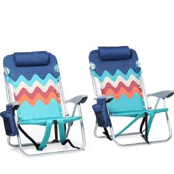 ALPHA CAMP Beach Chairs Set of 2 with Cooler Bag.