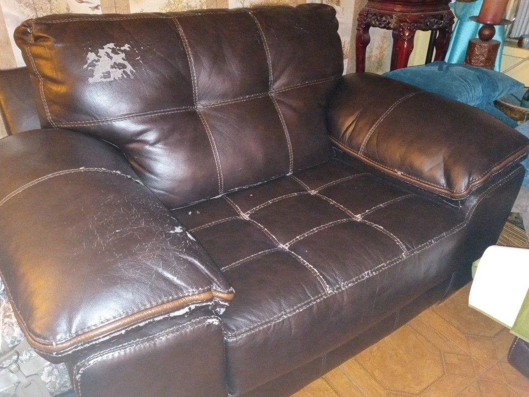 Brown Oversized Leather Chair- Has Peelings But Good
