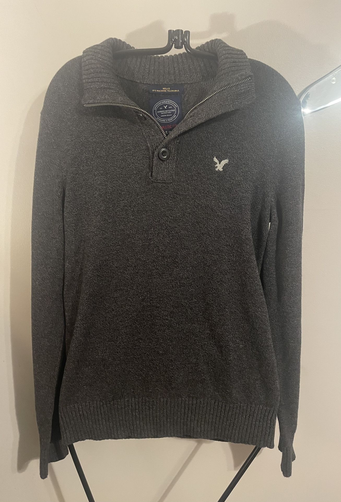 Mens Small American Eagle Pullover Sweater Shirt Grey