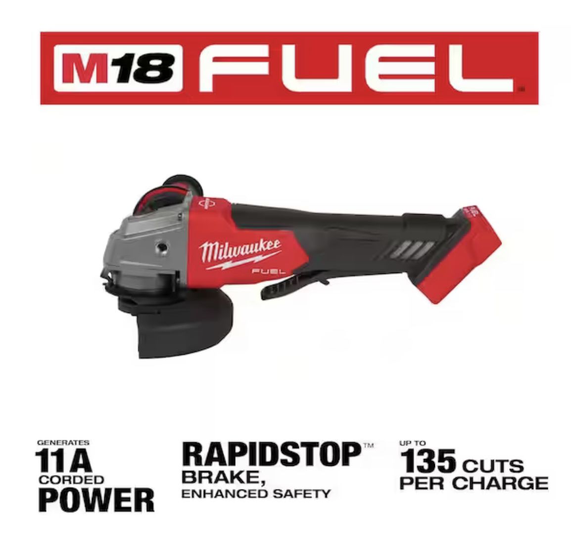 Milwaukee M18 FUEL 18V Lithium-Ion Brushless Cordless 4-1/2 in./5 in. Grinder w/Paddle Switch