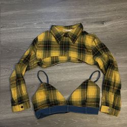 Plaid Crop Flannel Top 2pc