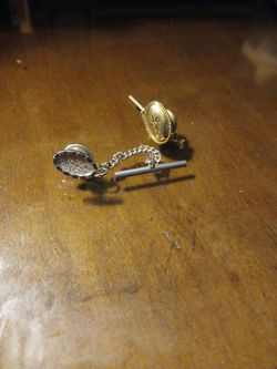 Vintage Tie Pins With Chain