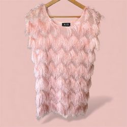 Blush Pink Fringe Blouse
