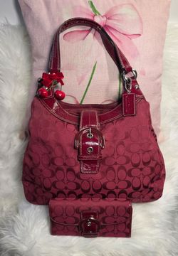 Y2K Red Coach Soho Lynn Shoulder Bag & Wallet Set