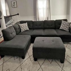 Sectional Black Sofa 