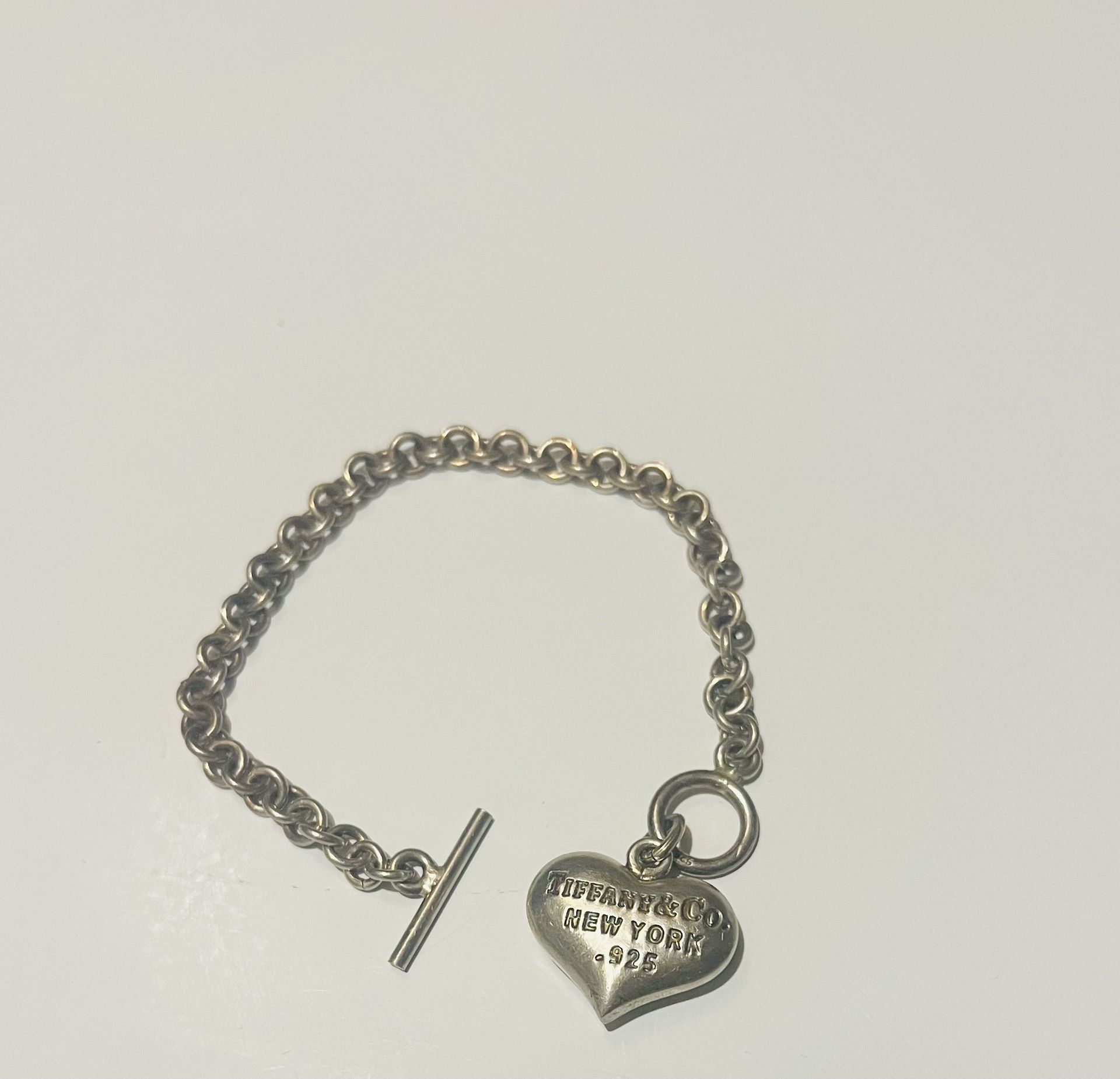 Rare vintage Tiffany and co sterling silver puff heart bracelet.