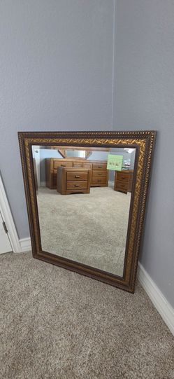 Gold and Dark Brown Beveled Glass Wall Mirror