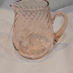 Vintage Pink Swirl Pitcher / Pink Depression Glass / Arcoroc Pitcher / Pink Glassware