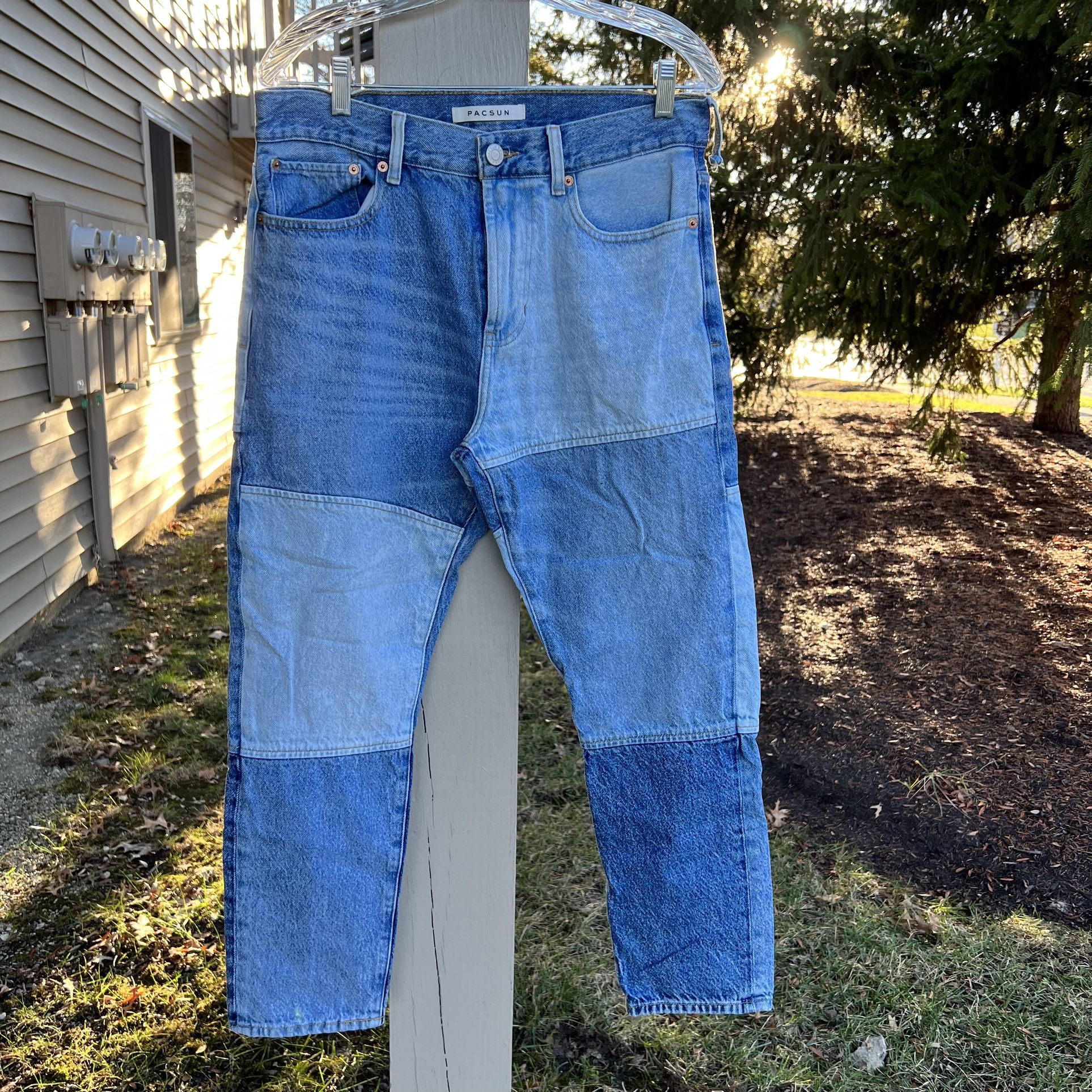 PacSun Eco Two-Tone Blue High Waisted Straight Leg Jeans 32x30