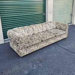 Vintage 1970s Geometric Pattern Sofa Couch Mid Century Boho Bohemian Retro Desert Modern