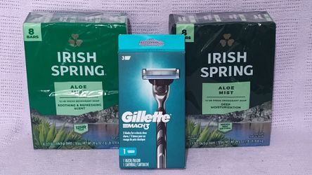 Irish spring paquetes de 6 barras & rasuradora Gillette