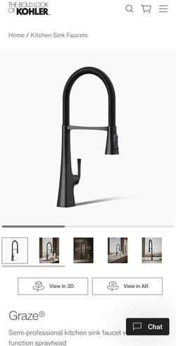Kohler Graze Single-Handle Standard Kitchen Faucet in Matte Black