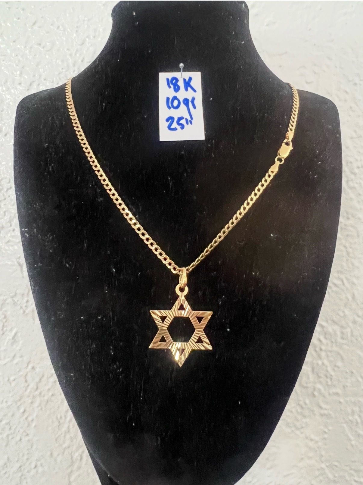 18K Yellow Gold Chain and Pendant For Wedding 10Gr 25 Inches Long