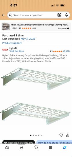 HyLoft 2-Pack Heavy Duty Steel Wall Garage Shelving