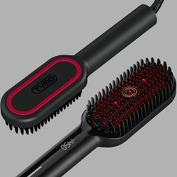TYMO Hair Straightener Brush - Upgraded Ionic Plus Straightening Brush with Dense Bristles, 16 Temps, up to 450 Degrees Dual Voltage | Ceramic 