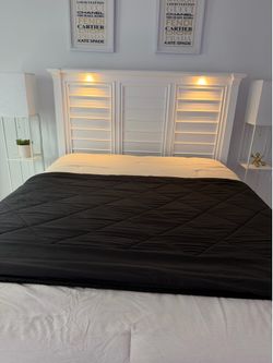Queen White Wooden Bedroom  Frame