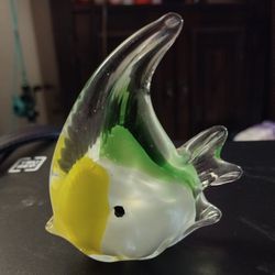 Vintage Murano-Style Art Glass Angel Fish Paperweight