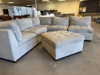 Thomasville tisdale fabric sectional with storage ottoman