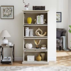 Glass display cabinet 4 Tier Glass Display Cabinet Storage Curio Cabinet with Flip up Glass Doors
