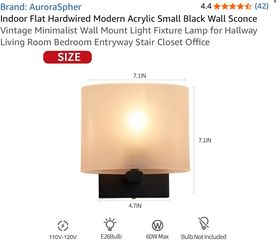 New AuroraSpher Modern Black Wall Sconce Light