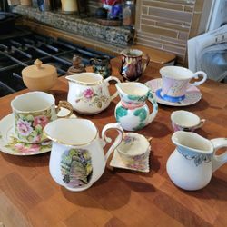 Mixed Lot Vintage Porcelain Tea Cups and Creamers
