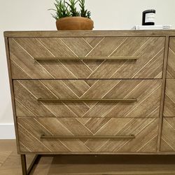 Wood Dresser W/ Brass Drawer Hardwear