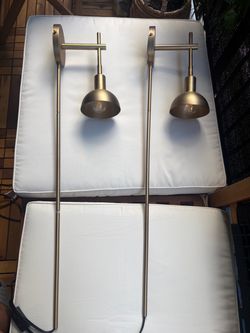 Pair of Gold Mid-Century Modern Antique Brass Wall Sconces