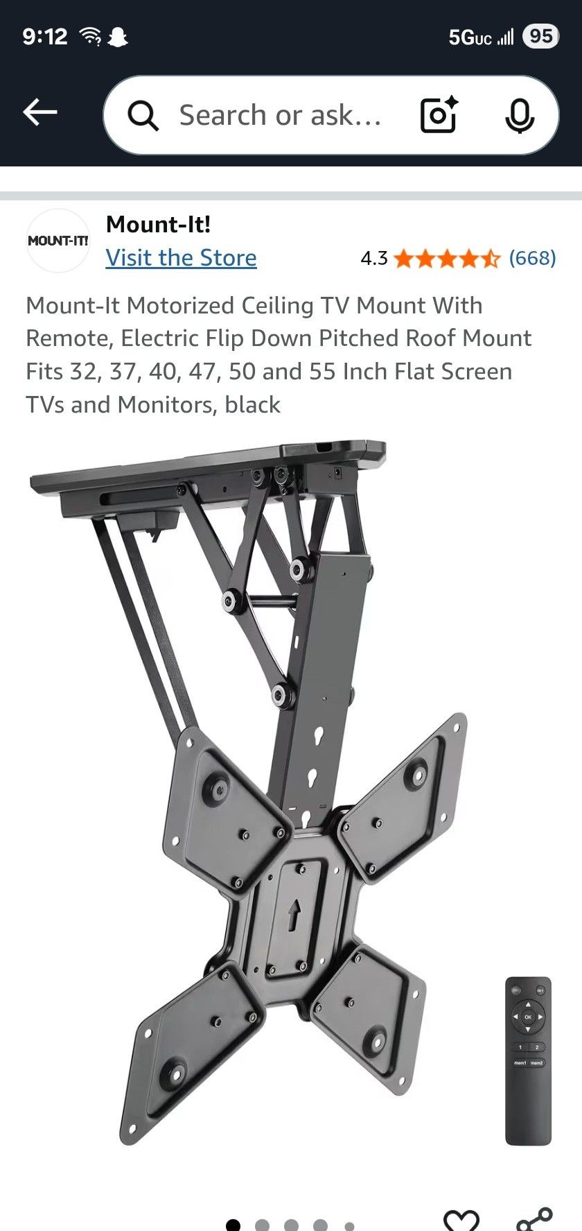 Motorized TV Ceiling mount