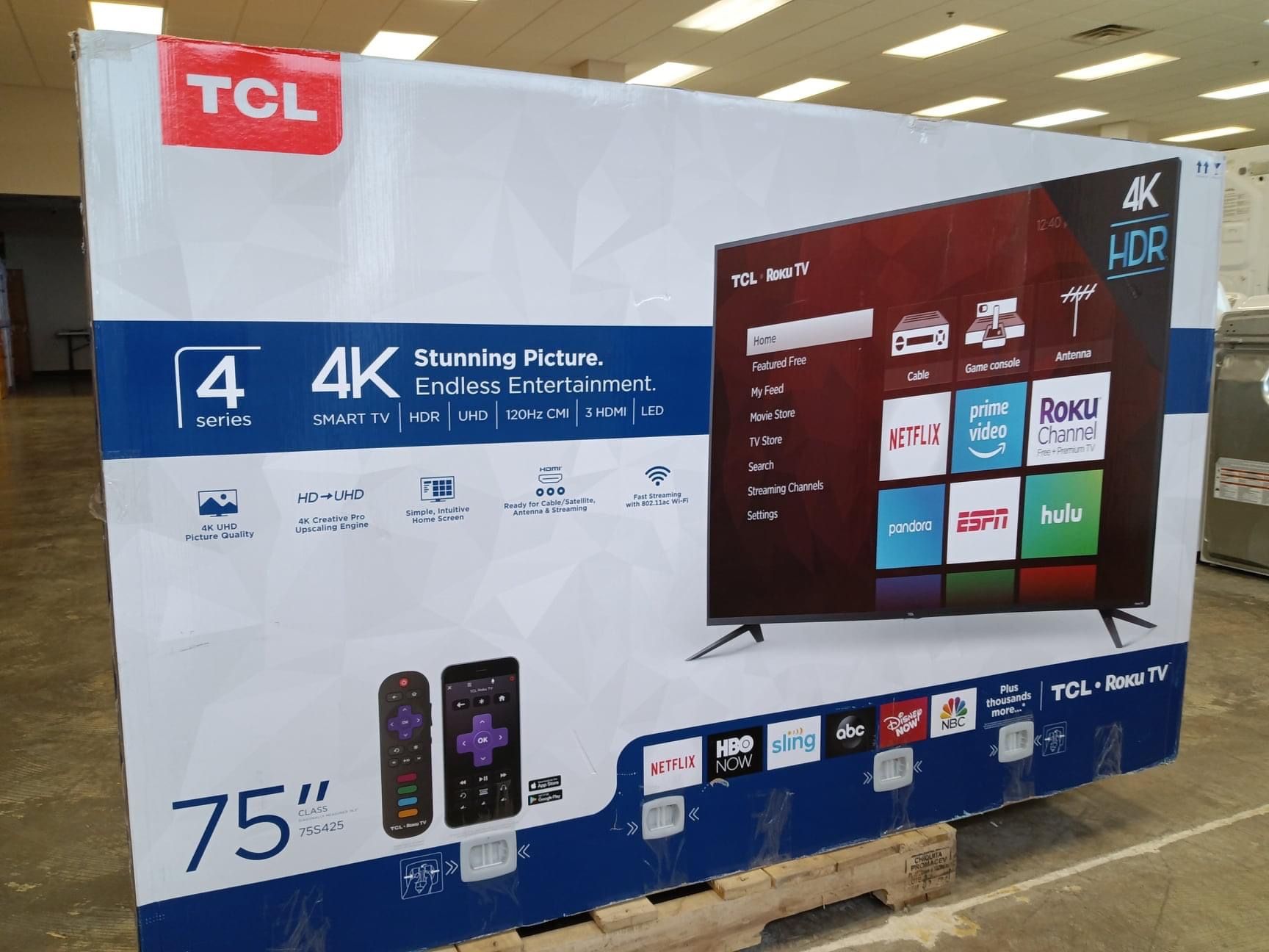 75’ Inch Tcl 4K Smart Roku 📺 Tv !!