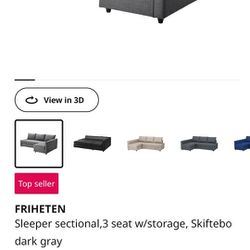 Sleeper Sectional 3 Seat w/storage (READ DESCRIPTION)