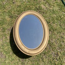 Golden Flat Wall Mirror Oval Shaped