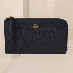 Brand New Navy Tory Burch With Gold Logo Wallet
