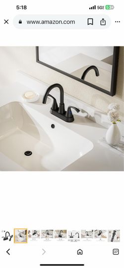 Phiestina Brushed Gold 4-in centerset 2-handle Mid-arc Commercial/Residential Handle Bathroom Sink Faucet  Nickel  And black Bronze  A 26G