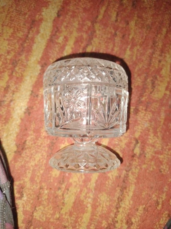 Avon Butterfly Jewelry Glass Jar With Lid