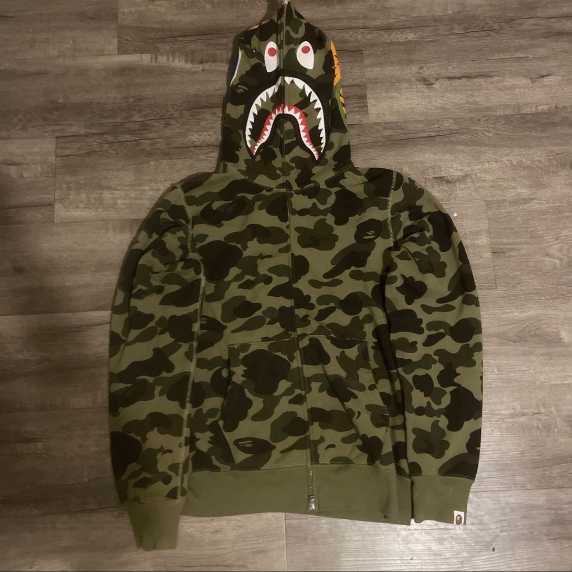 Bape Zip-up, Size L But Fits Like A Medium , Green 