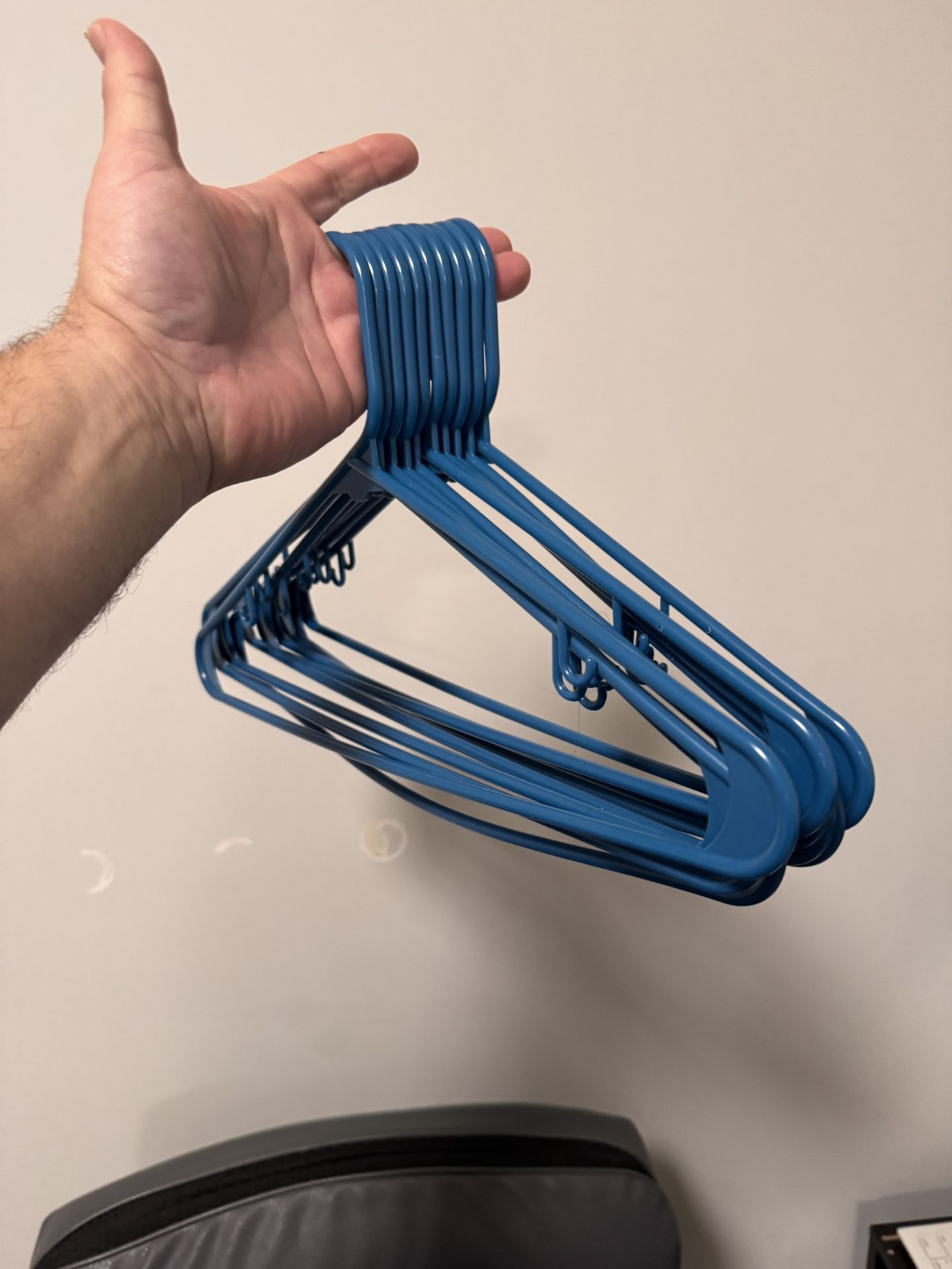 12 Blue Plastic Hangers